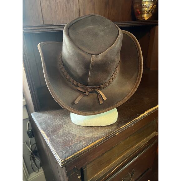 BC "Hat In The Pouch" Vintage Leather Australian Cowboy Hat, MED - Picture 2 of 7